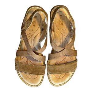 Born Sandals Women's Size 10 M Taupe Tan F01016 CQC17 Crisscross Straps Leather